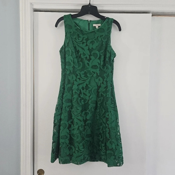 New York & Company Eva Mendes Emerald Green Sleeeless Lace 4 Aline Dress - Picture 2 of 11